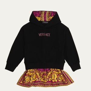 Versace Kids Black Waterlily Gold Dress